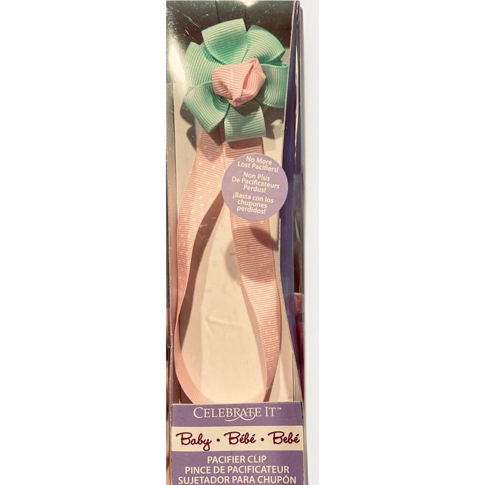 Horizon Pacifier Holder Clip Floral Flower Teal Pink Shower Gift Baby New